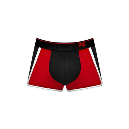 Chilot sexy bărbați MALE POWER Retro Sport, din bumbac, design cu dungi subțiri albe, mărime L, negru cu roșu