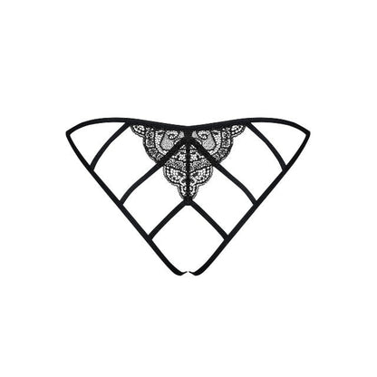 Chilot sexy femei OBSESSIVE Miamor, design crotchless cu dantelă și bretele subțiri, mărime S/M, negru