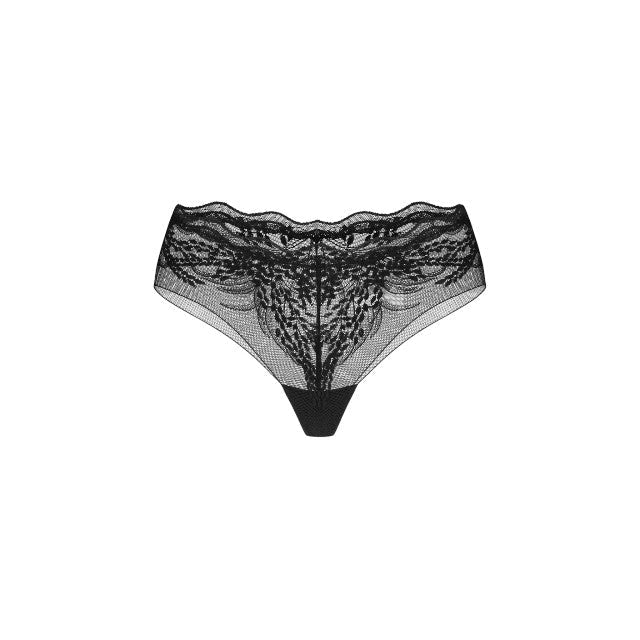 Chilot sexy OBSESSIVE Perisia, din plasă, cu model floral, croială clasică, culoare negru, mărime M/L