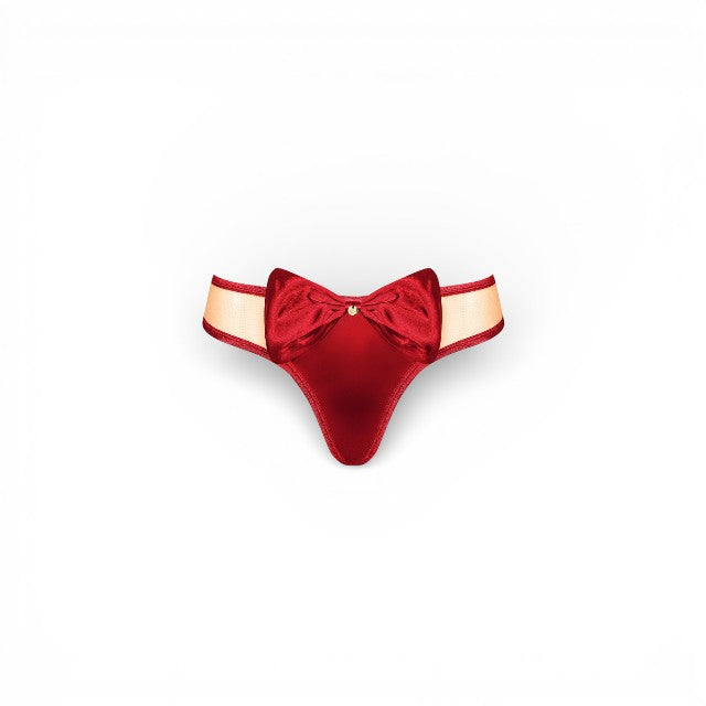 Chilot sexy OBSESSIVE Rubinesa, model tanga, design cu fundiță, culoare roșu, mărime L/XL