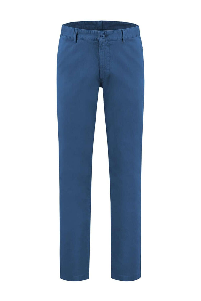 Chino seas-nos royal blue, koningsblauwe chino met stretch, katoen-elastaan mix, comfortabel.
