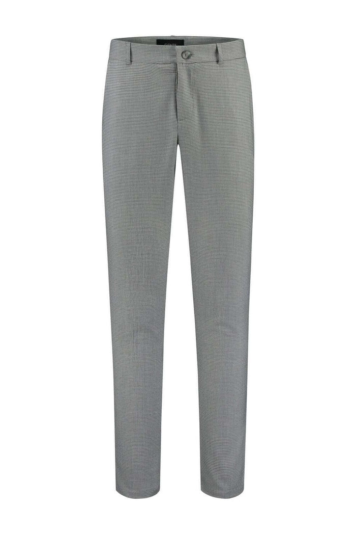 Chino slim miniruit zwart-grijs