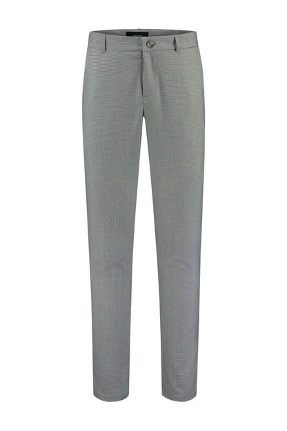 Chino slim miniruit zwart-grijs