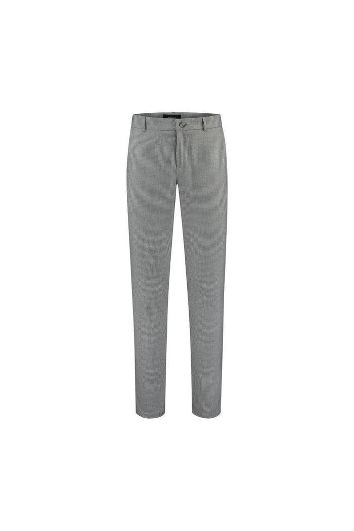 Chino slim miniruit zwart-grijs