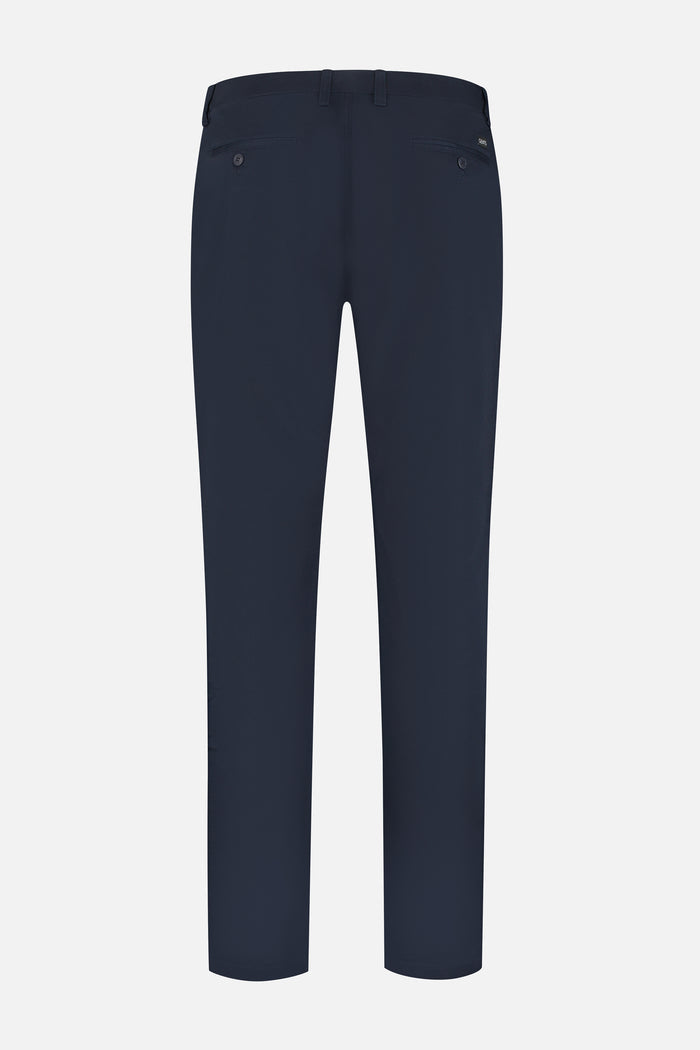 Chino stretch dobby navy back view of stylish navy pants, perfect for casual or formal wear.