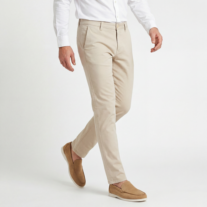 Chino stretch dobby zand