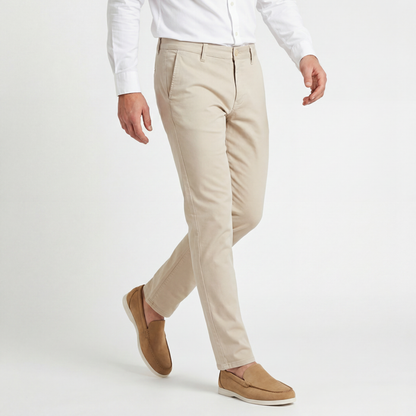 Chino stretch dobby zand