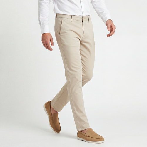 Chino stretch dobby zand
