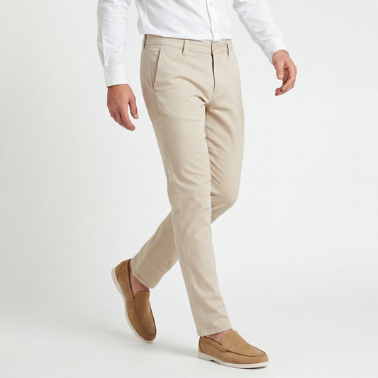Chino stretch dobby zand