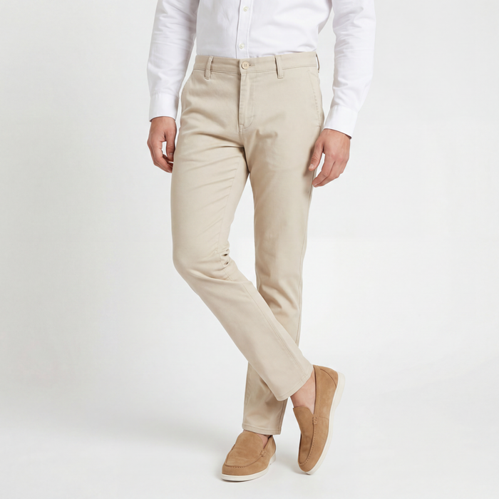 Chino stretch dobby zand