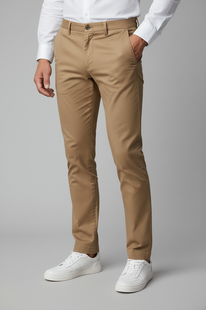 Chino stretch structuur camel