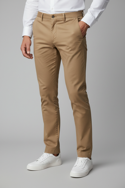 Chino stretch structuur camel
