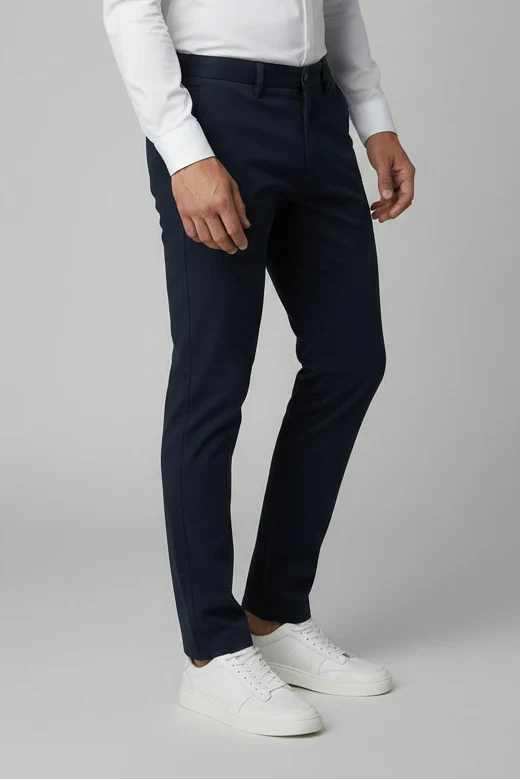 Chino stretch structuur navy