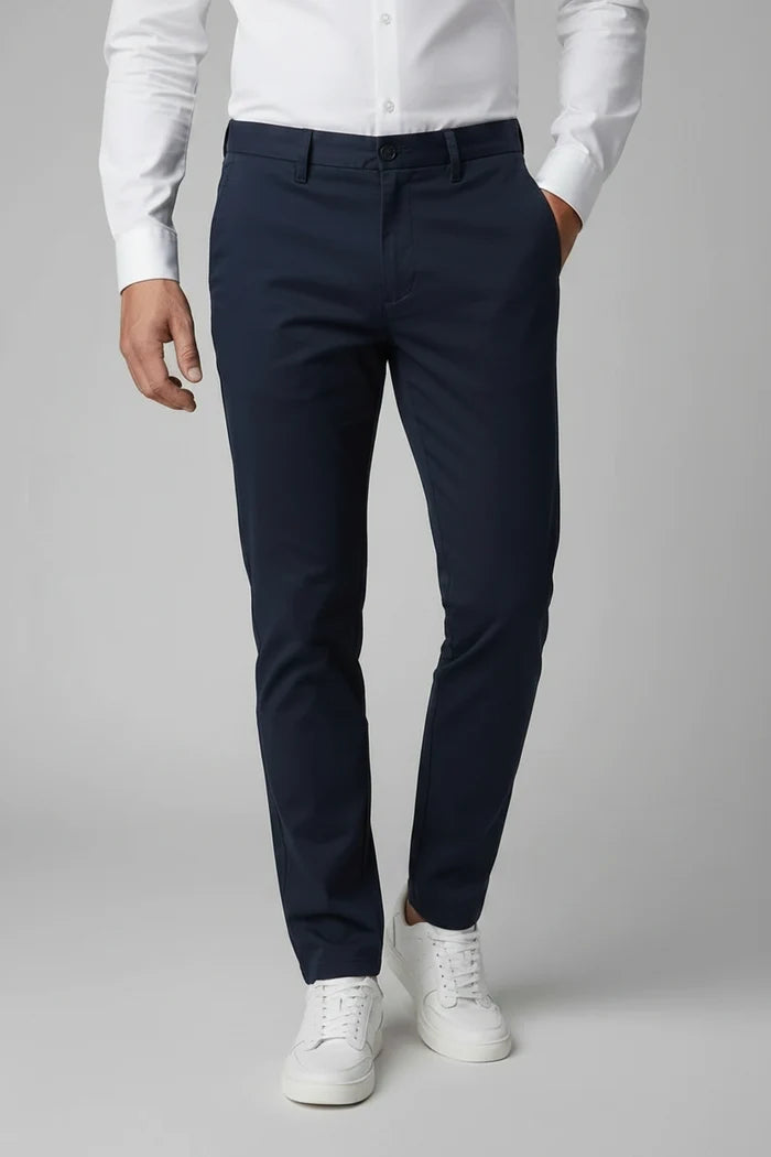 Chino stretch structuur navy