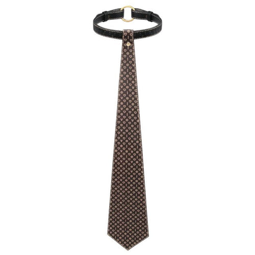 Choker LOVETOY Rebellion Tie Collar, lesă BDSM din piele artificială, cu cravată, mărime ajustabilă, negru cu maro