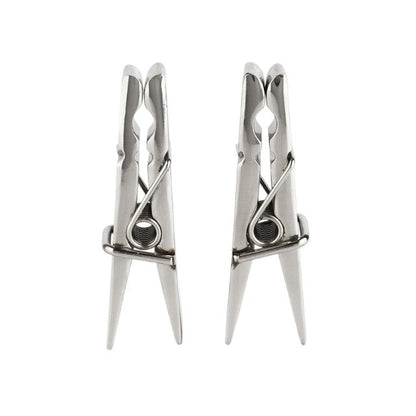 Clești MR. STEEL Clothespins Nipple Clamps, utilizare pe sfârcuri în jocuri BDSM, din oțel inoxidabil, argintiu