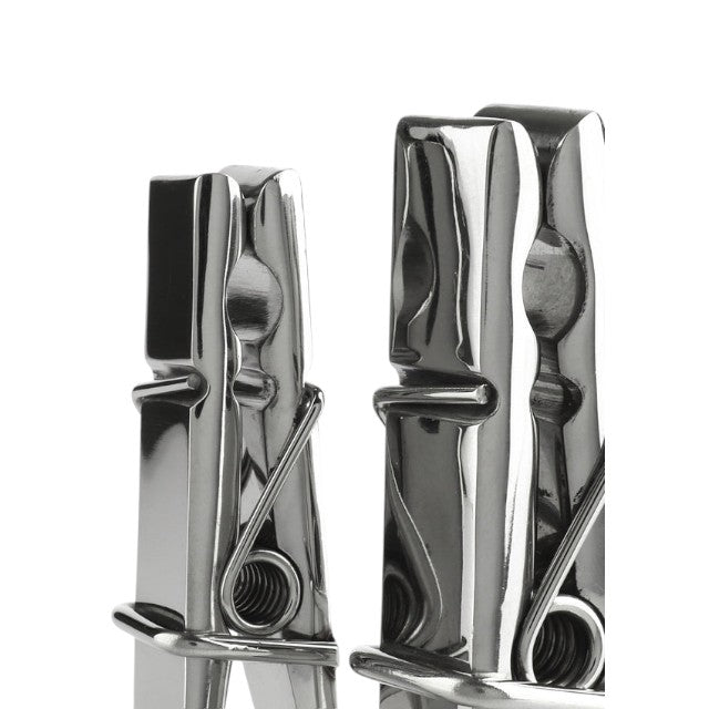 Clești MR. STEEL Clothespins Nipple Clamps, utilizare pe sfârcuri în jocuri BDSM, din oțel inoxidabil, argintiu