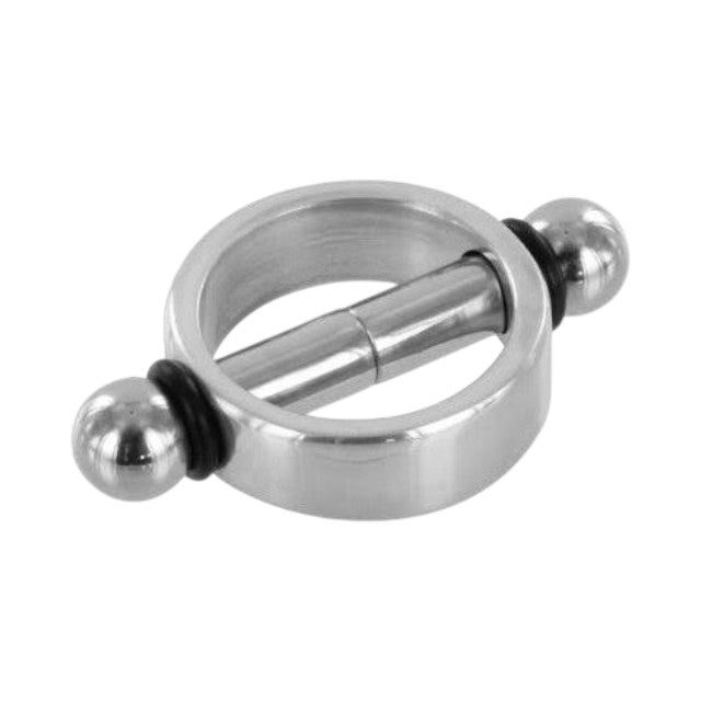 Cleme magnetice pentru sfârcuri METAL HARD Magnetic Nipple Clamps, din oțel inoxidabil, culoare argintiu și negru, 2 buc