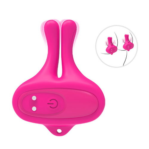 Cleme pentru sfârcuri ARMONY Rabbit Shape, 9 funcții de vibrație, din silicon medical, rezistent la apă, roz
