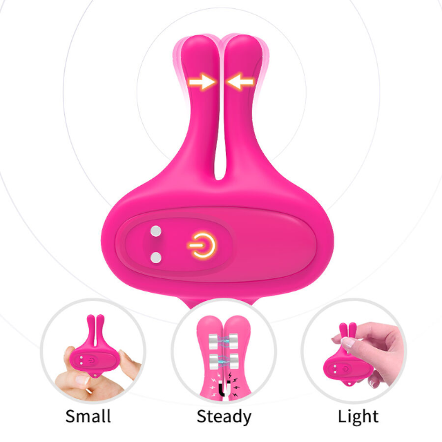 Cleme pentru sfârcuri ARMONY Rabbit Shape, 9 funcții de vibrație, din silicon medical, rezistent la apă, roz