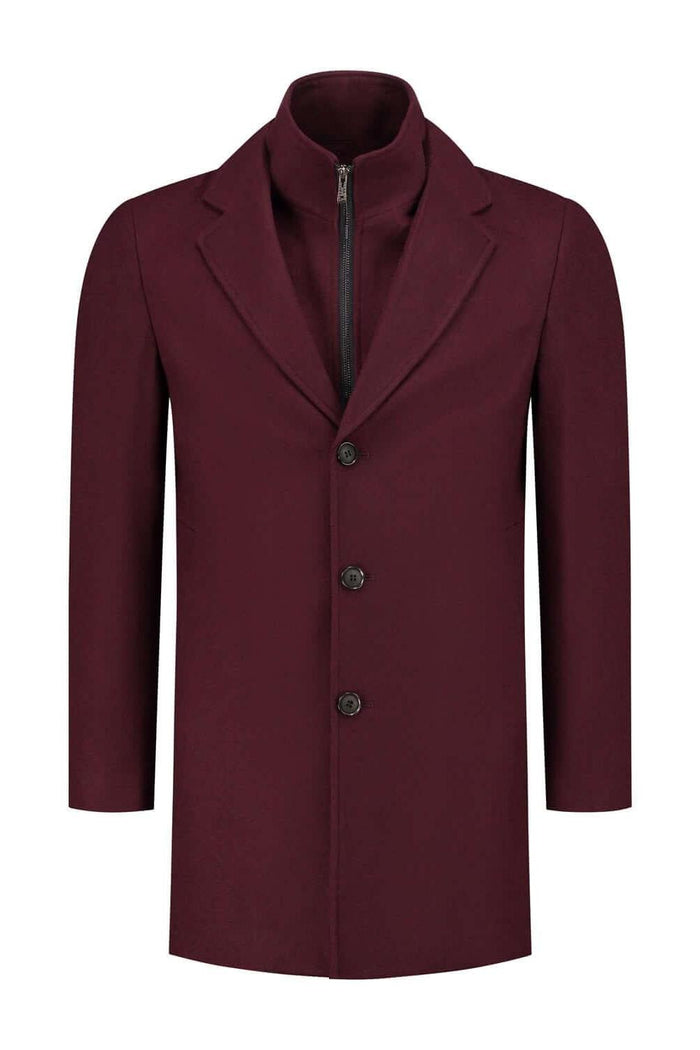 Coat windvanger donkerrood