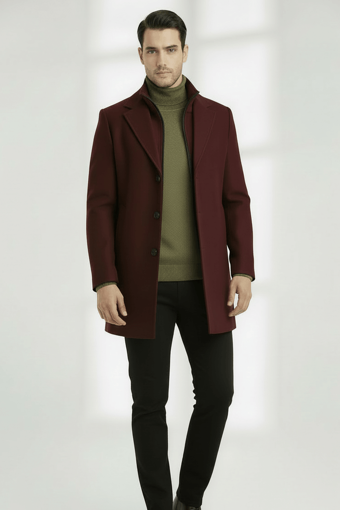 Coat windvanger donkerrood