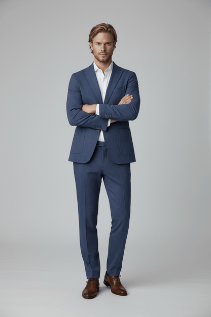 Colbert bi-stretch blauw, modern fit, kreukvrij, veelzijdig, en stijlvol
