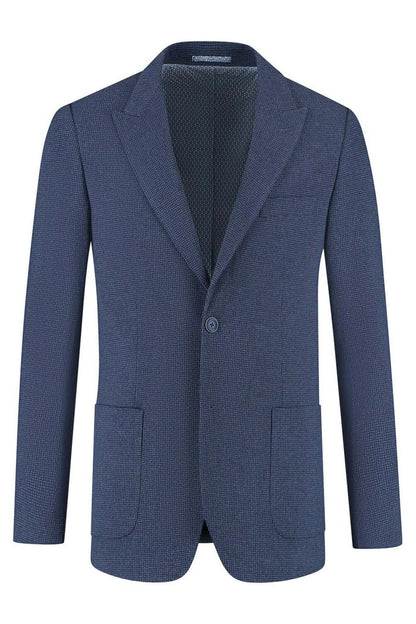 Colbert bi-stretch blauw, moderne pasvorm, kreukvrij en veelzijdig, stijlvolle blazer voor elke gelegenheid.