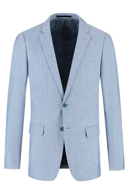 Colbert melange blauw, elegante blazer in melange-blauw met comfortabele stof, perfect voor formele gelegenheden.