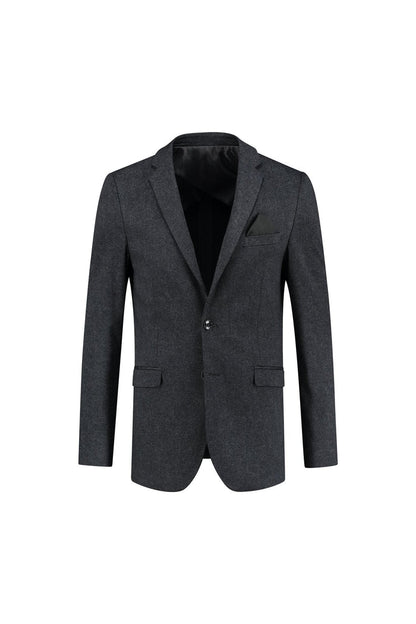 Colbert miniruitje grijs-blauw, elegante grijs-blauwe blazer met ademend materiaal, perfect voor casual en formele gelegenheden.