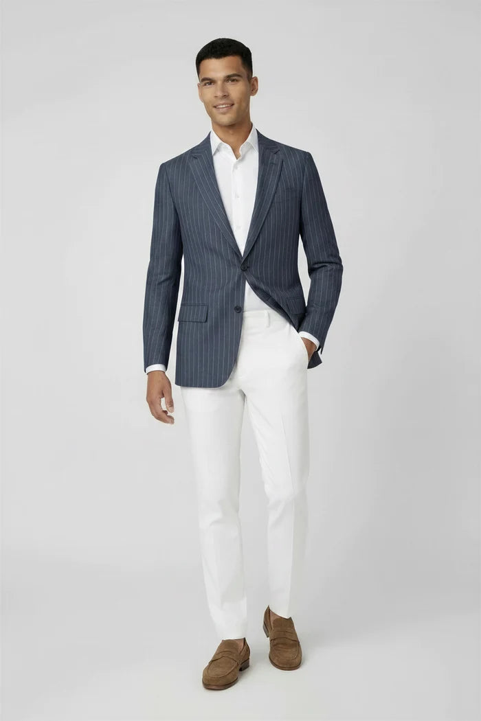 Colbert pinstripe denim-blauw