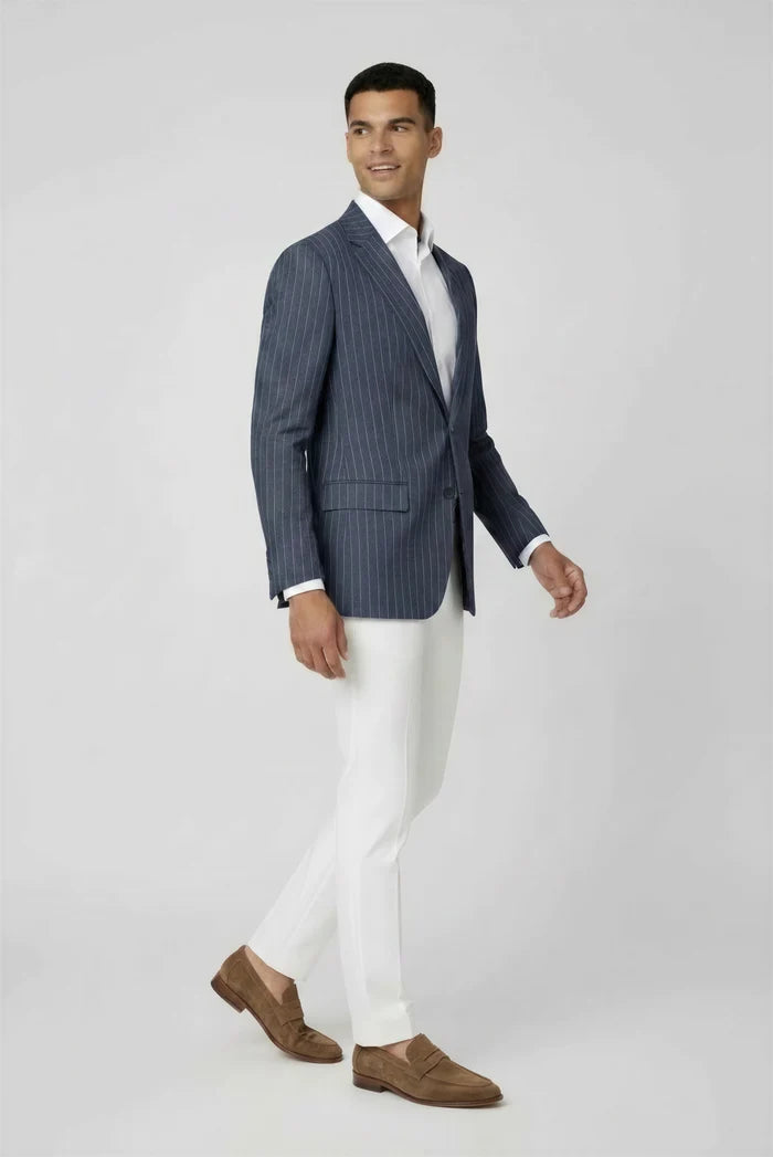 Colbert pinstripe denim-blauw