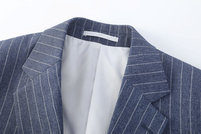 Colbert pinstripe denim-blauw