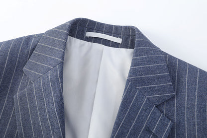 Colbert pinstripe denim-blauw