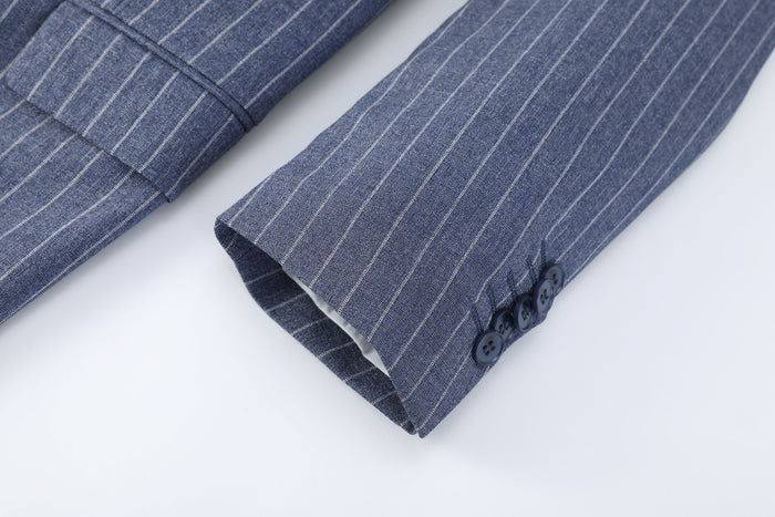 Colbert pinstripe denim-blauw