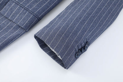 Colbert pinstripe denim-blauw