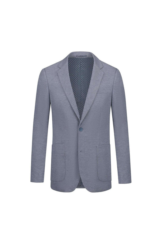 Colbert stretch blauwgrijs - stijlvol blazer in blauwgrijze stof met twee zakken en knoopsluiting.