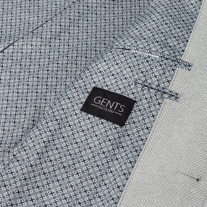 Colbert stretch lichtgrijs interieur met uniek patroon en GENTS label