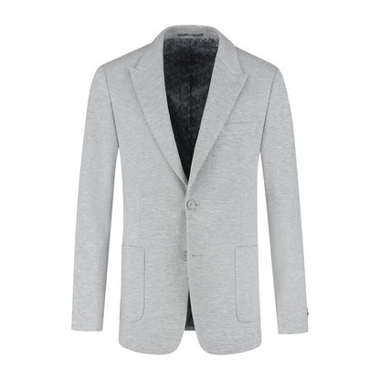 Colbert stretch pique melange grijs - grijze melange colbert met stretch, geschikt voor zakelijke en casual gelegenheden.