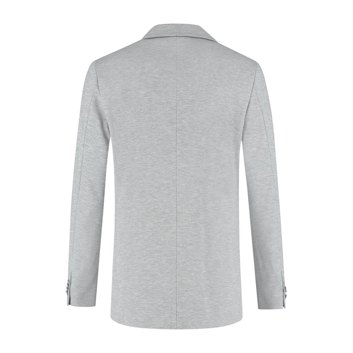 A back view of a Colbert stretch pique melange grijs jacket in grey mélange fabric, suitable for business or casual wear.