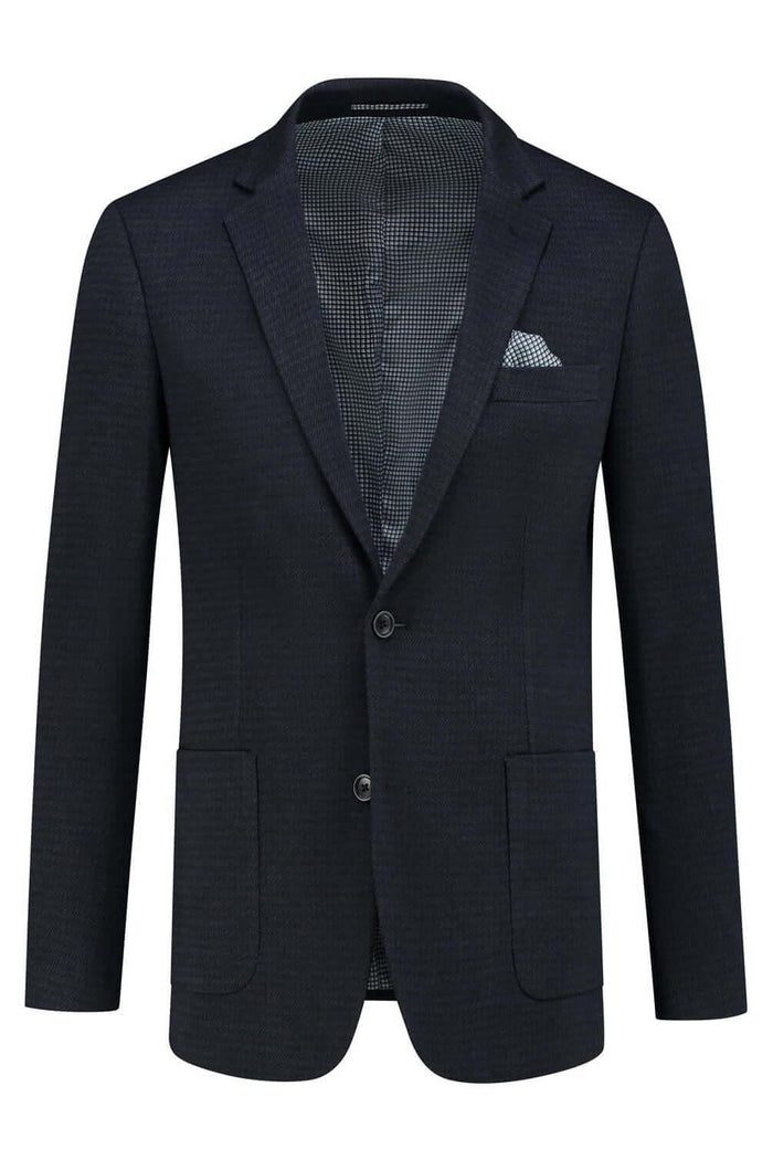 Colbert structuur donkerblauw