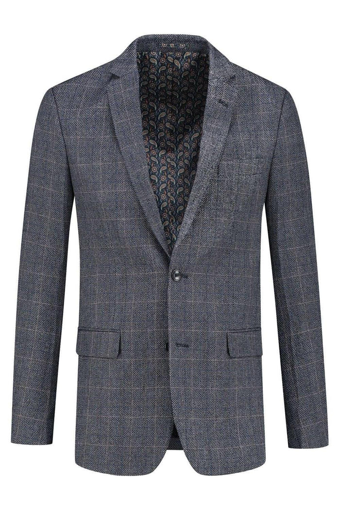 Colbert tweedlook ruit blauw