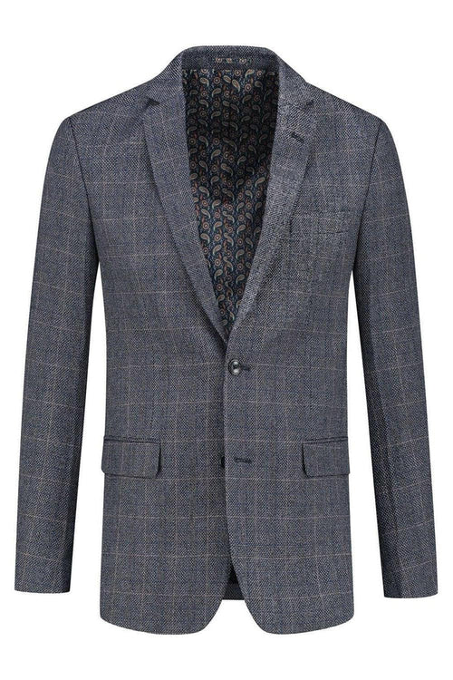 Colbert tweedlook ruit blauw