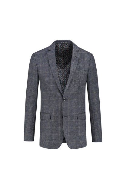 Colbert tweedlook ruit blauw