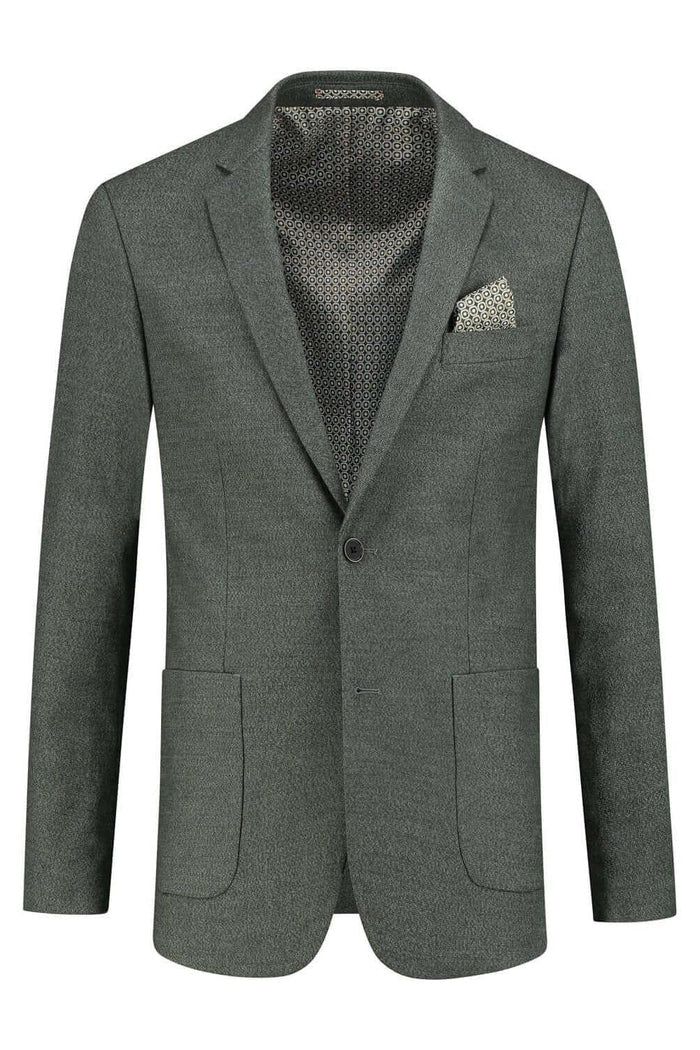 Colbert tweedlook Groen groene/grijze tweedlook blazer met subtiele structuur en comfortabele pasvorm.