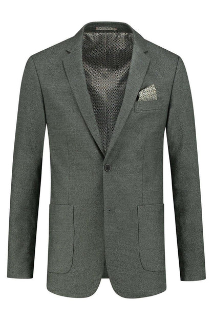 Colbert tweedlook Groen groene/grijze tweedlook blazer met subtiele structuur en comfortabele pasvorm.