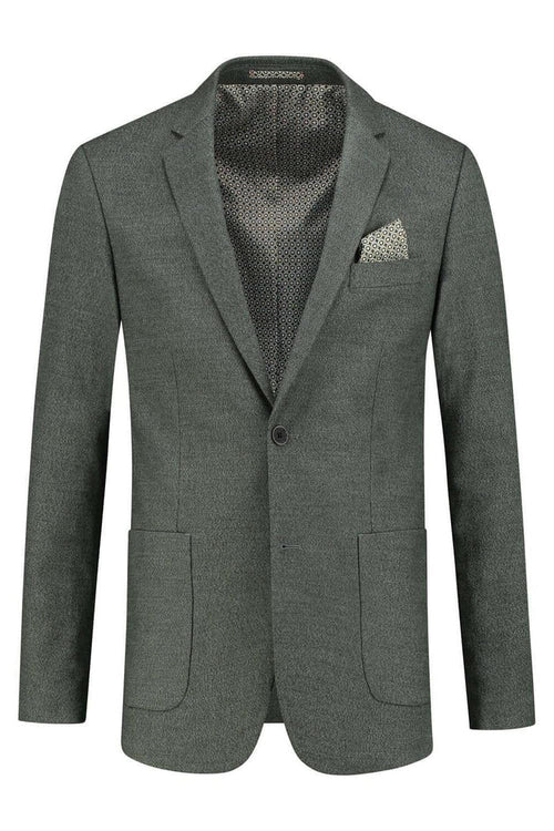Colbert tweedlook Groen groene/grijze tweedlook blazer met subtiele structuur en comfortabele pasvorm.