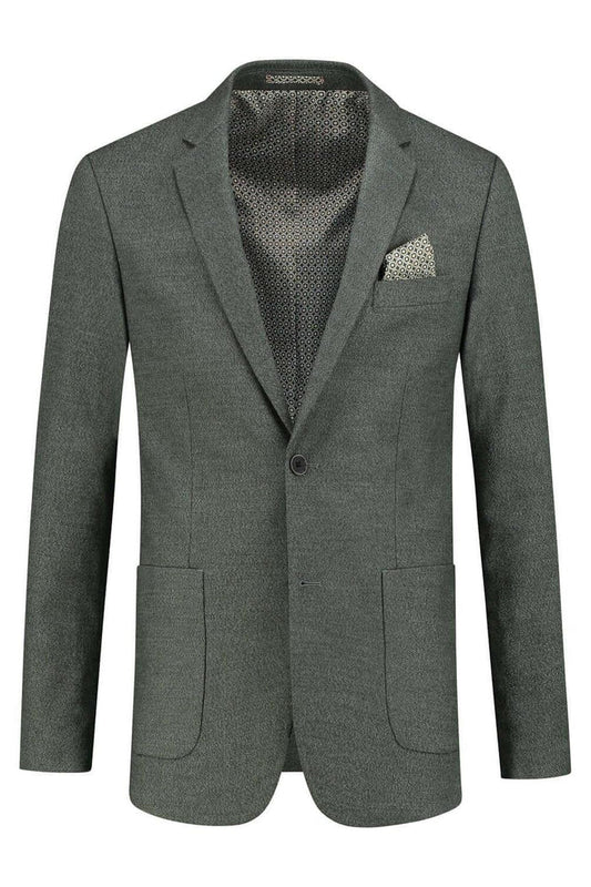 Colbert tweedlook Groen groene/grijze tweedlook blazer met subtiele structuur en comfortabele pasvorm.