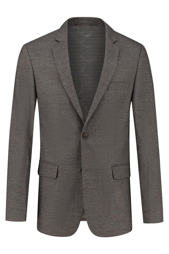 Colbert tweedlook Bruin - groene/grijze tweedlook blazer met subtiele structuur, comfortabel.