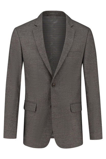 Colbert tweedlook Bruin - groene/grijze tweedlook blazer met subtiele structuur, comfortabel.